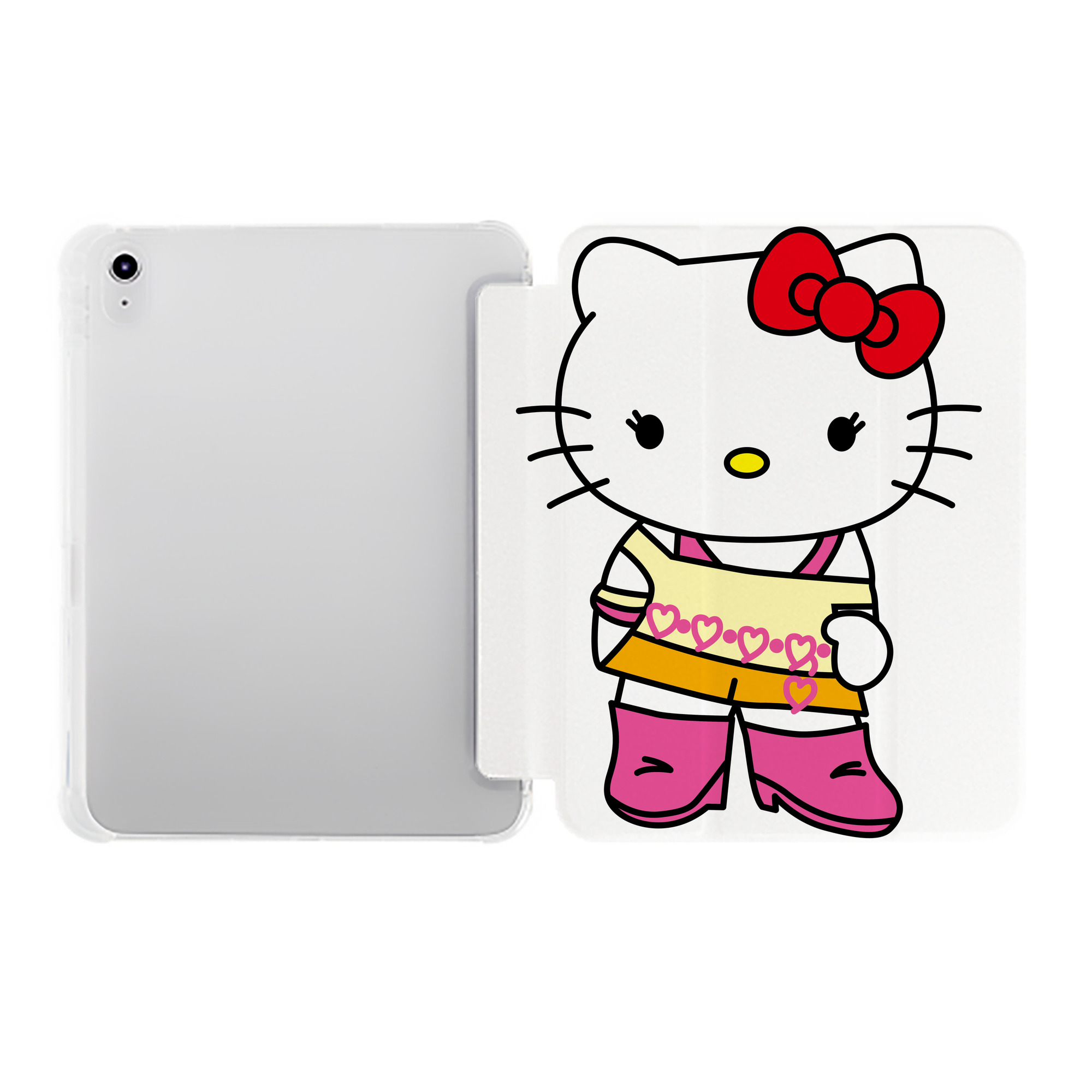 （画像用） Hello Kitty ハローキティ IPad ケース ペン収納付き 三つ折りスタンド PUレザー×シリコン 対応機種9.5/10.5/10.9インチ